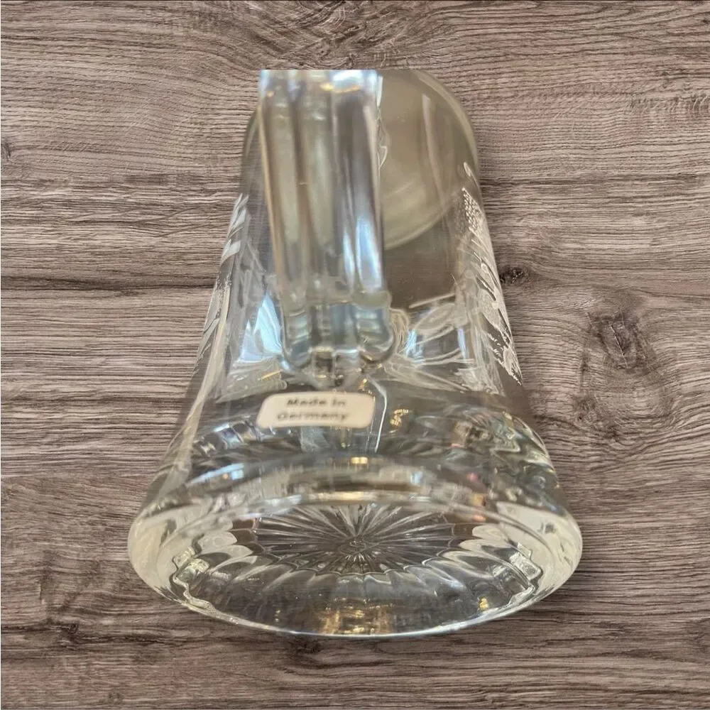 Vintage German Crystal Glass Beer Stein w/ Pewter Lid Set of 2